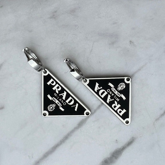 Prada Black and Silver Triangular Sunglasses - Picture 1 of 4